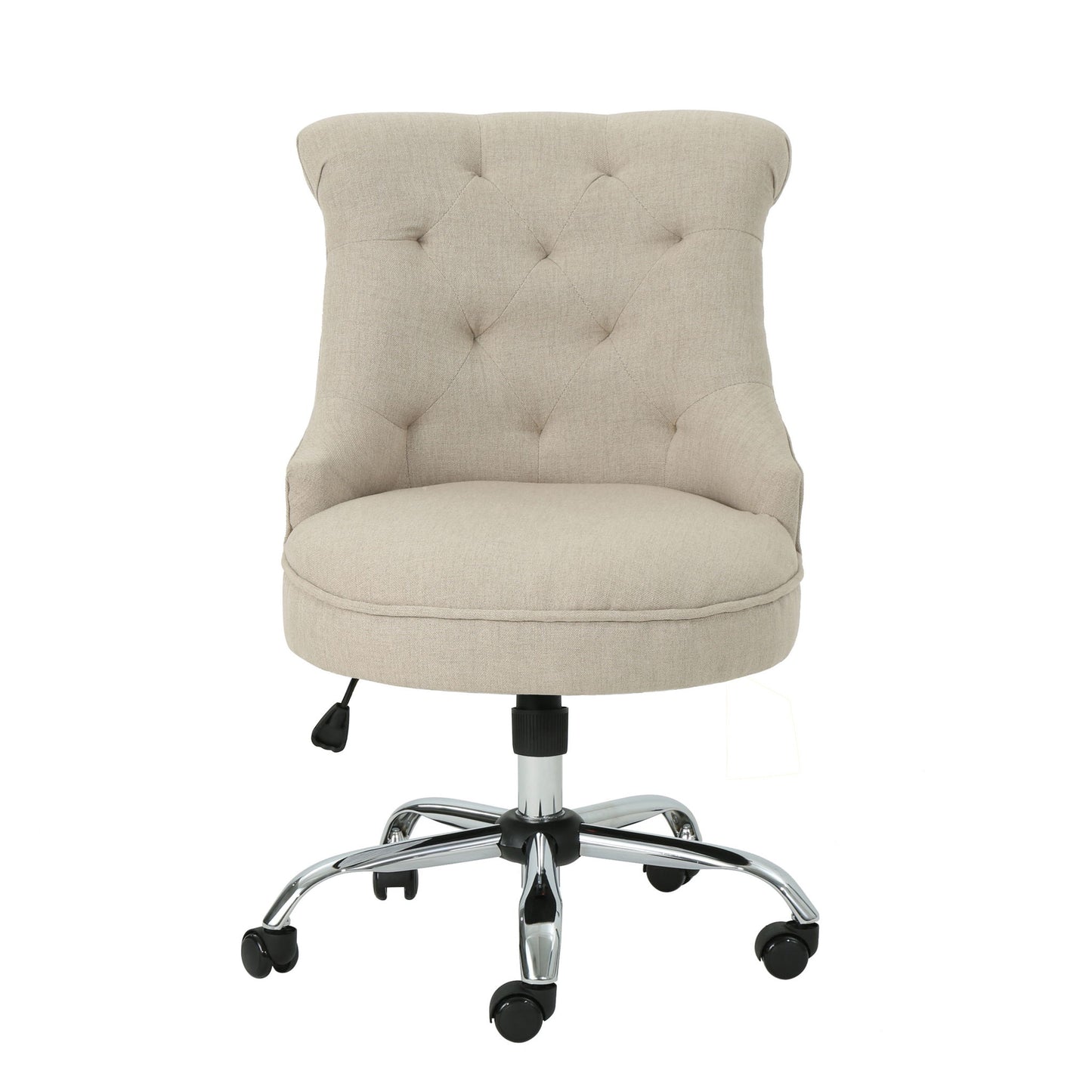 Fidelity - Upholstered Office Chair With Sloped Arms And Rolled Backrest - Wheat / Chrome