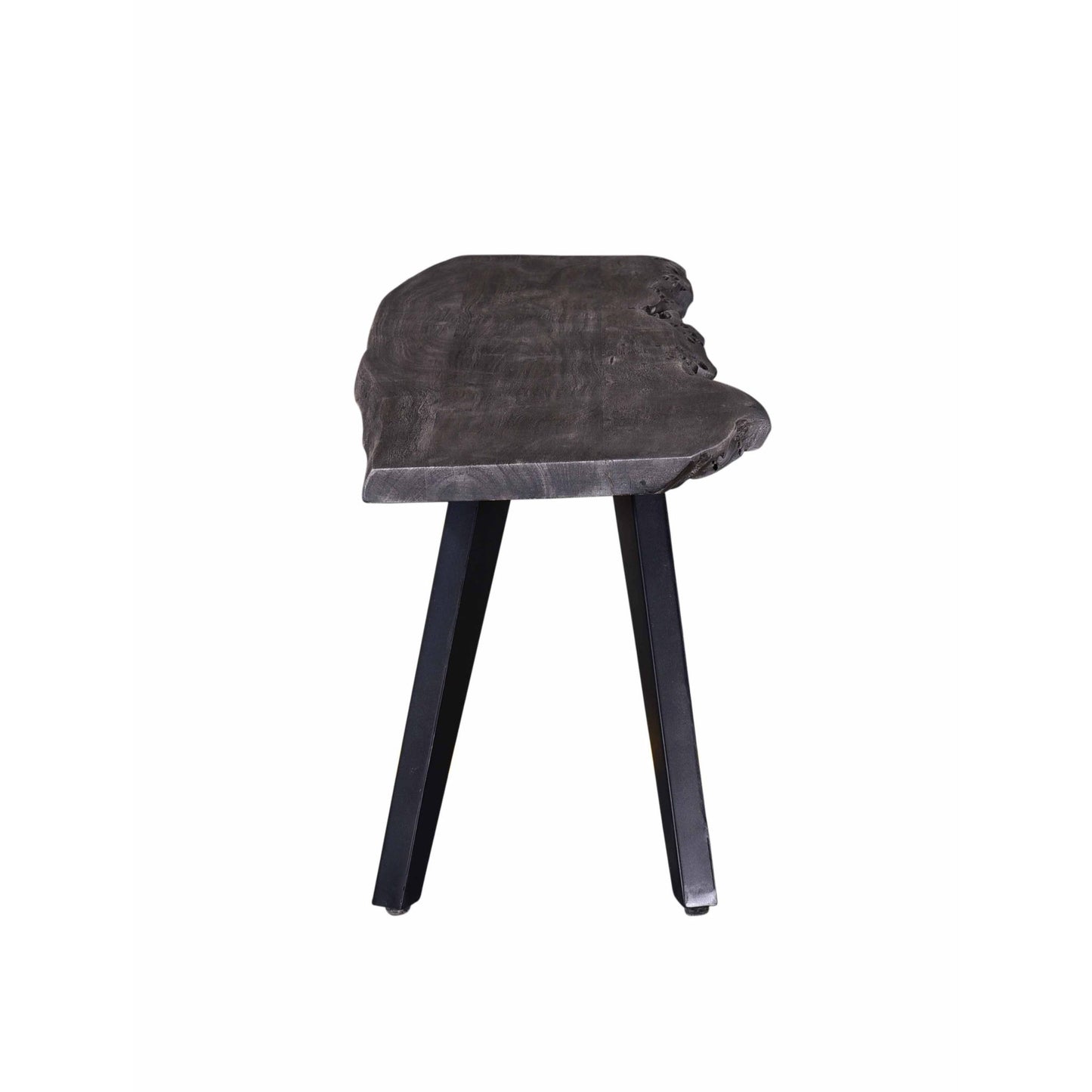 Modern Acacia Wood Dining Bench, Live Edge Design Accent Bench With Iron Legs - Black / Gray