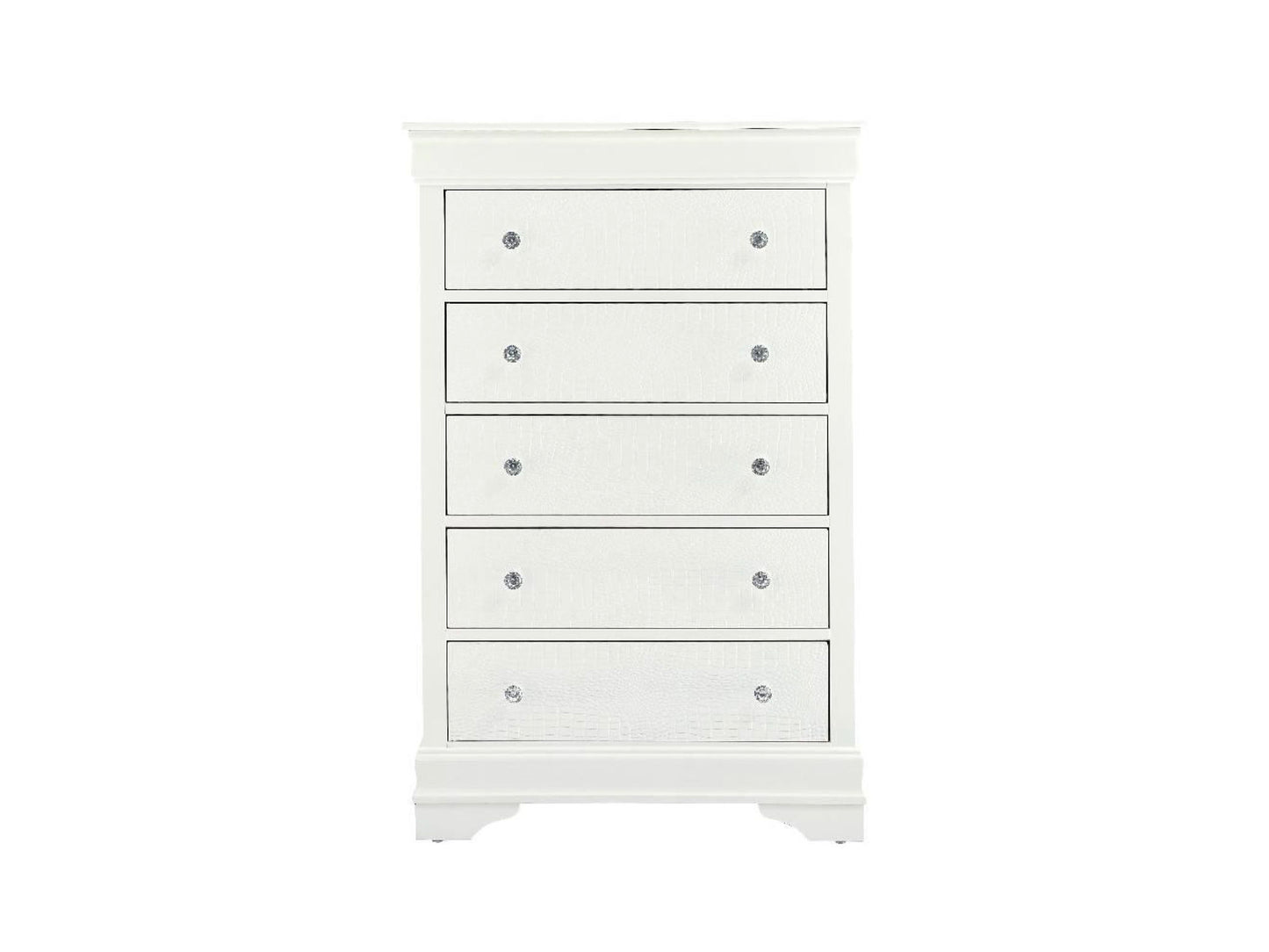 Global Pompei - 5 Drawer Chest - Metallic White