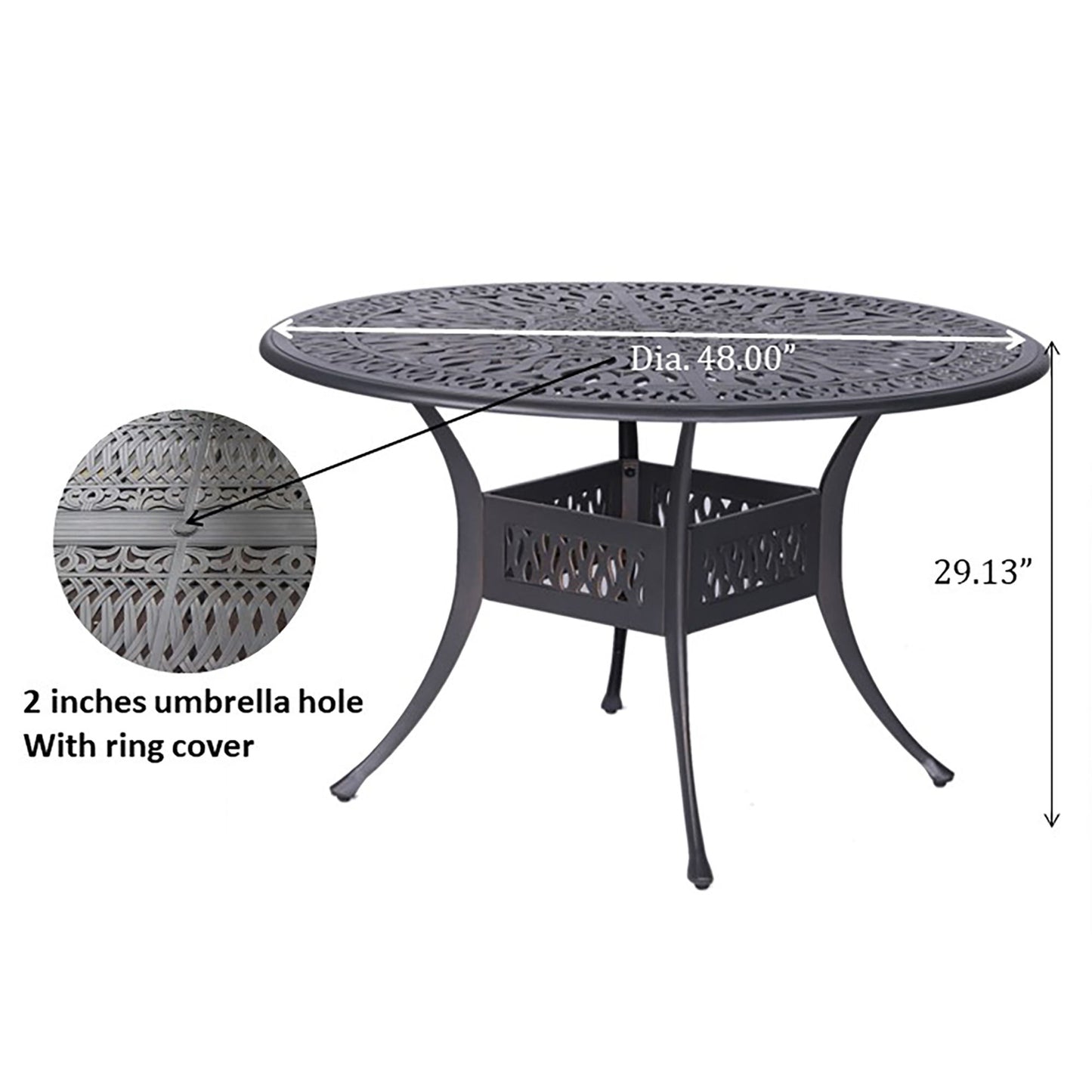 Outdoor Patio Aluminum 48" Round Dining Table - Dessert Night