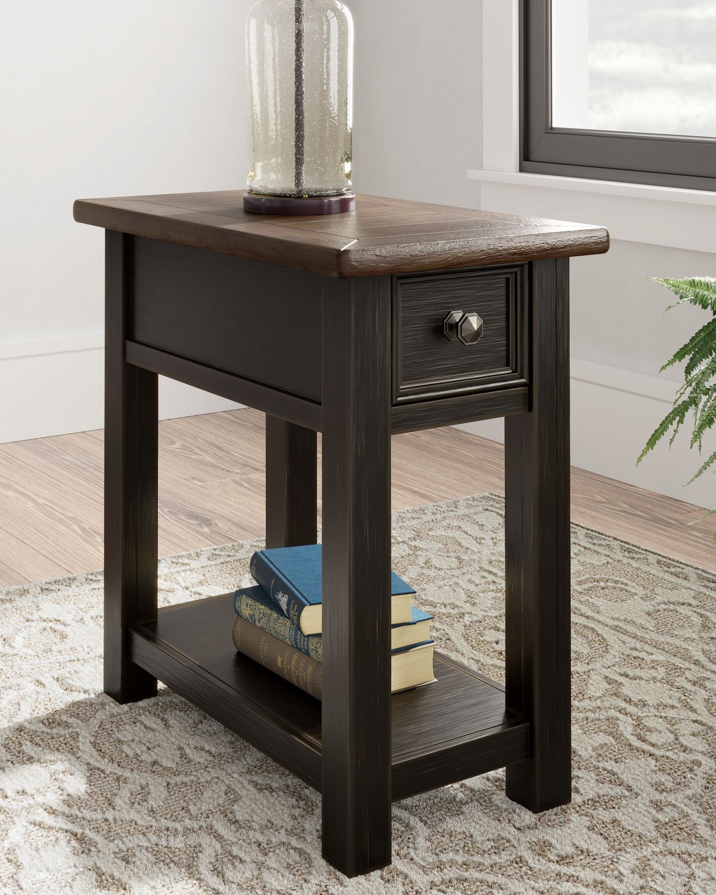 Tyler Creek - Chair Side End Table - Black / Gray