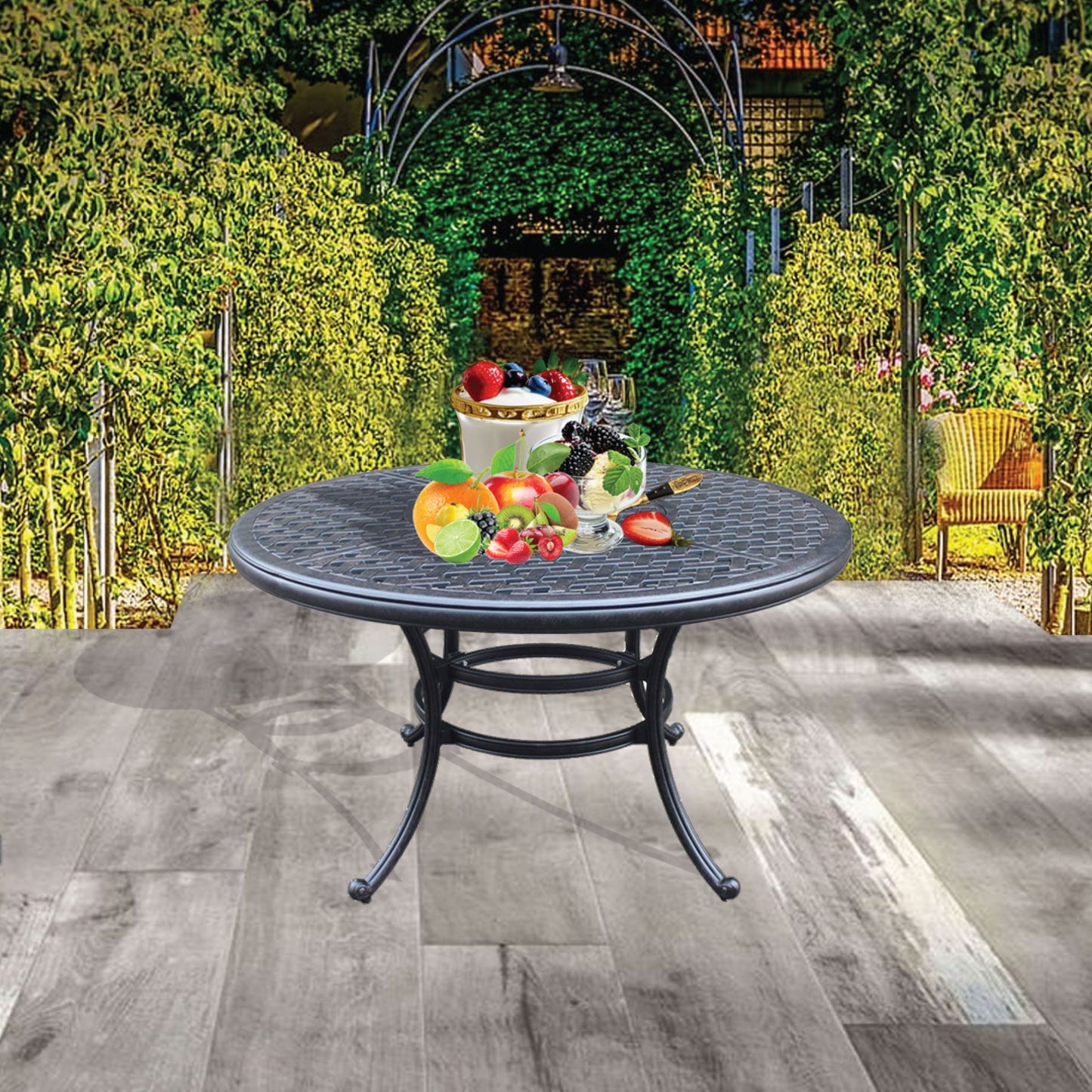 Round Dining Table - Dark Lava Bronze