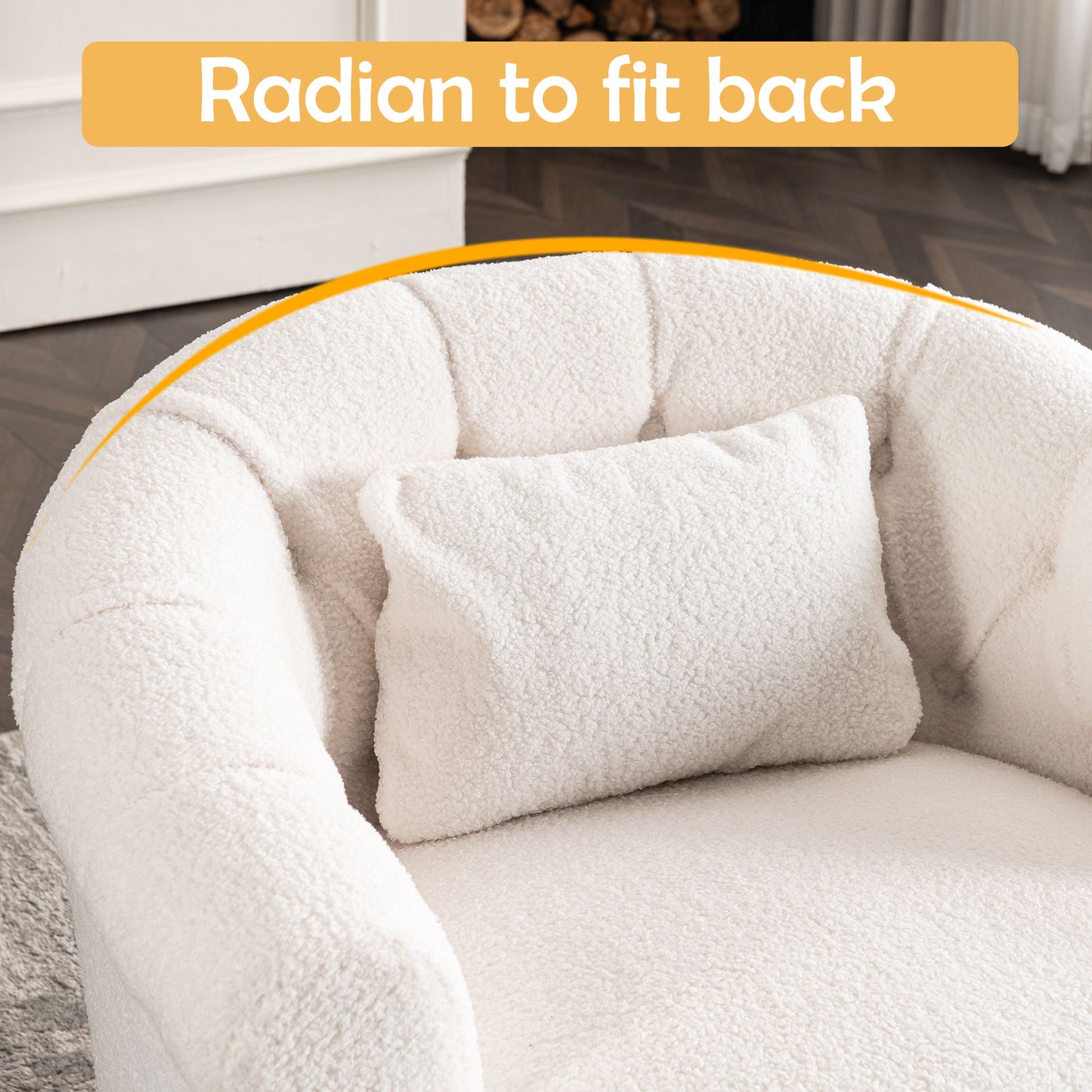 Swivel Chair With Ottoman, Modern Luxury Velvet Swivel Accent Chair, Comfy Round Armchair, Single Sofa Armchair With Lounge Seat For Bedroom / Office / Reading Spaces - Beige