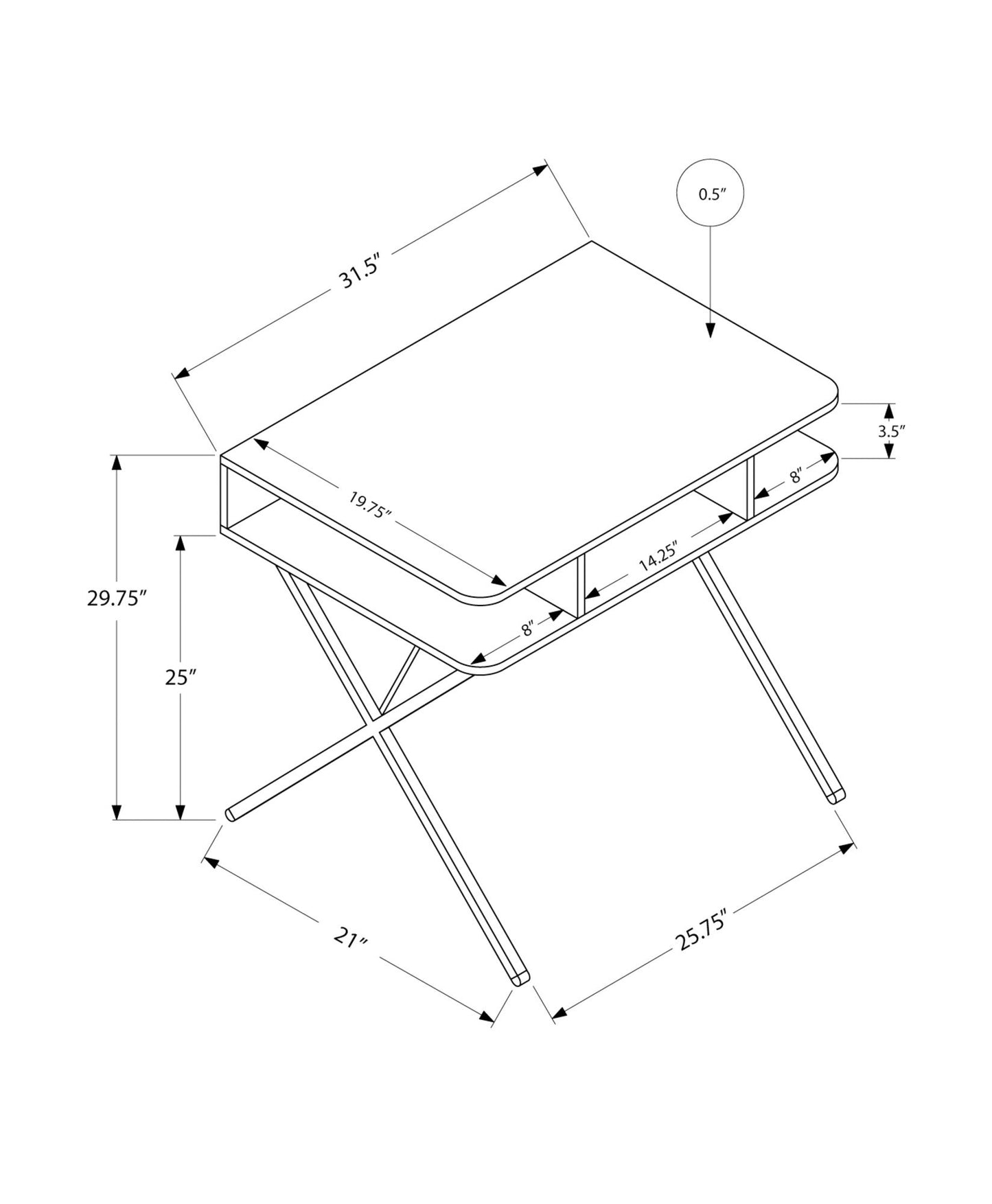 Computer Desk For Home Office, Laptop, Storage Shelves, Modern Convenient Design - White