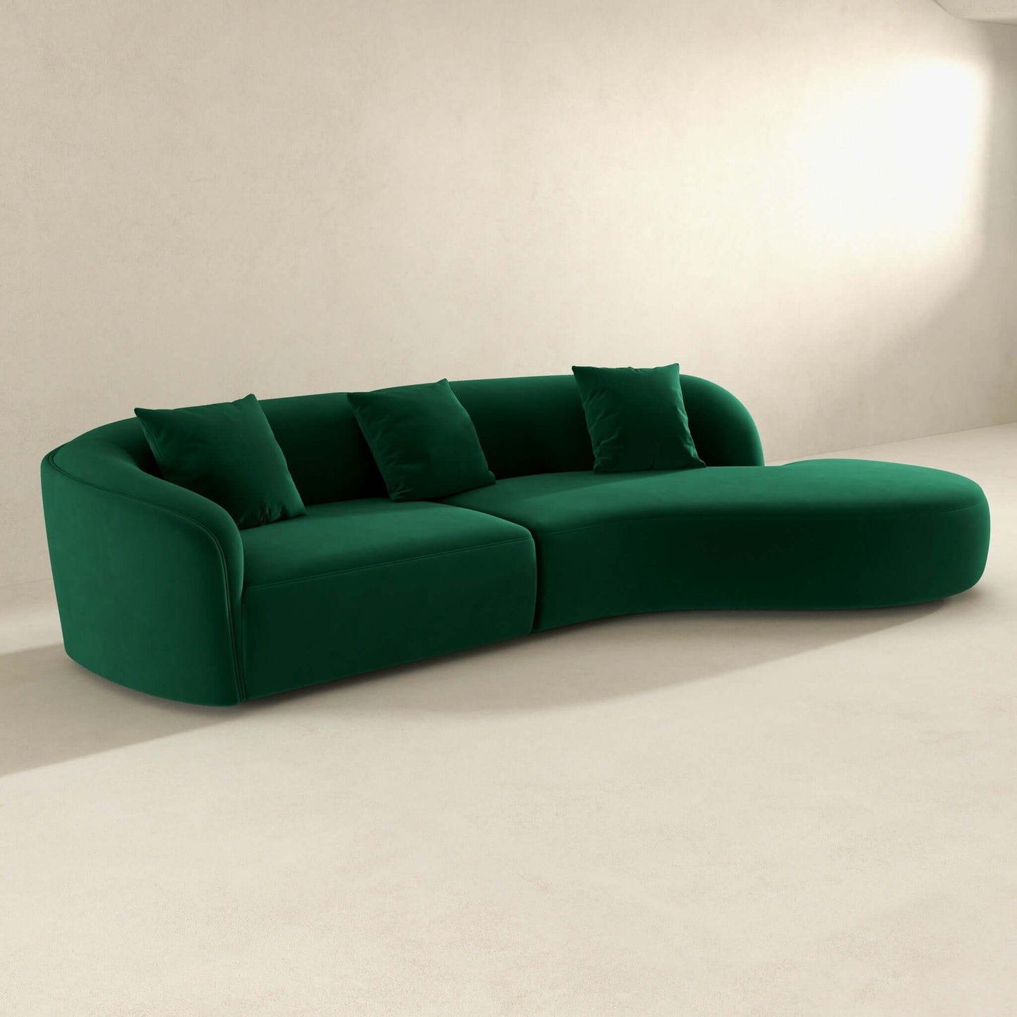 Elijah - Japandi Style Curvy Sectional Sofa - Green