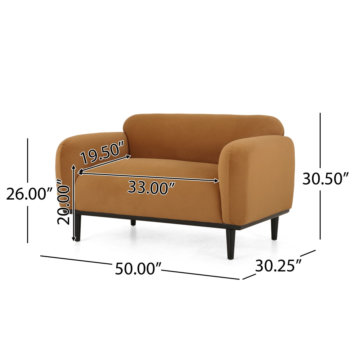 Sway - Upholstered Loveseat With Wood Legs And Round Arms