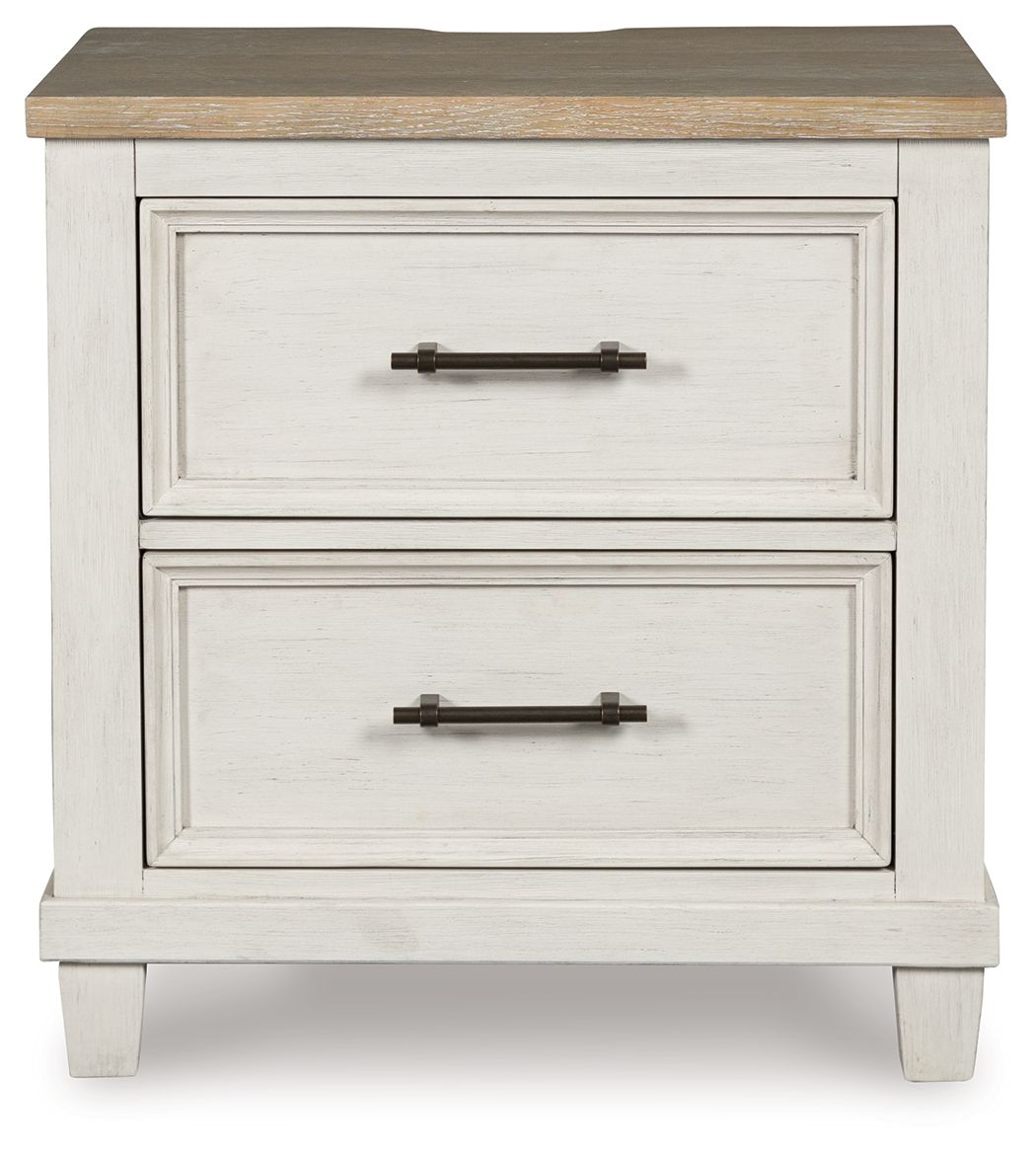 Shaybrock - Two Drawer Night Stand - Antique White / Brown