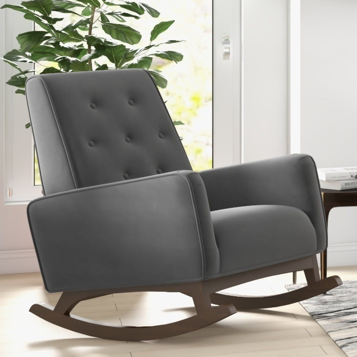 Demetrius - Rocking Chair - Dark Gray / Wood