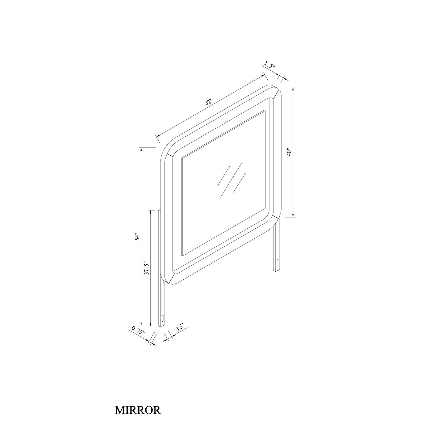 Beverly - Large Scale Wall Mirror For Dresser, Rounded Edges - Black White