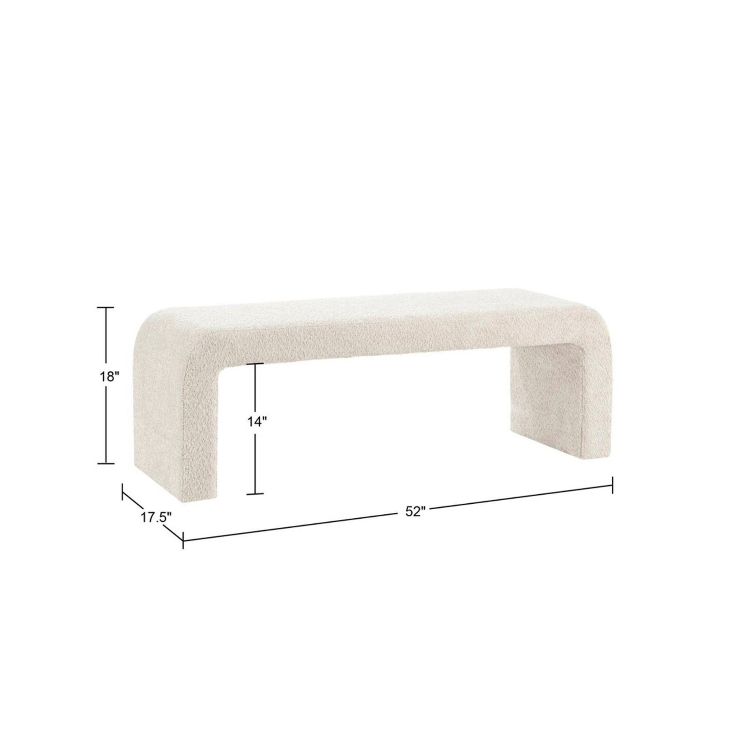 Modern Waterfall Bench - Cream