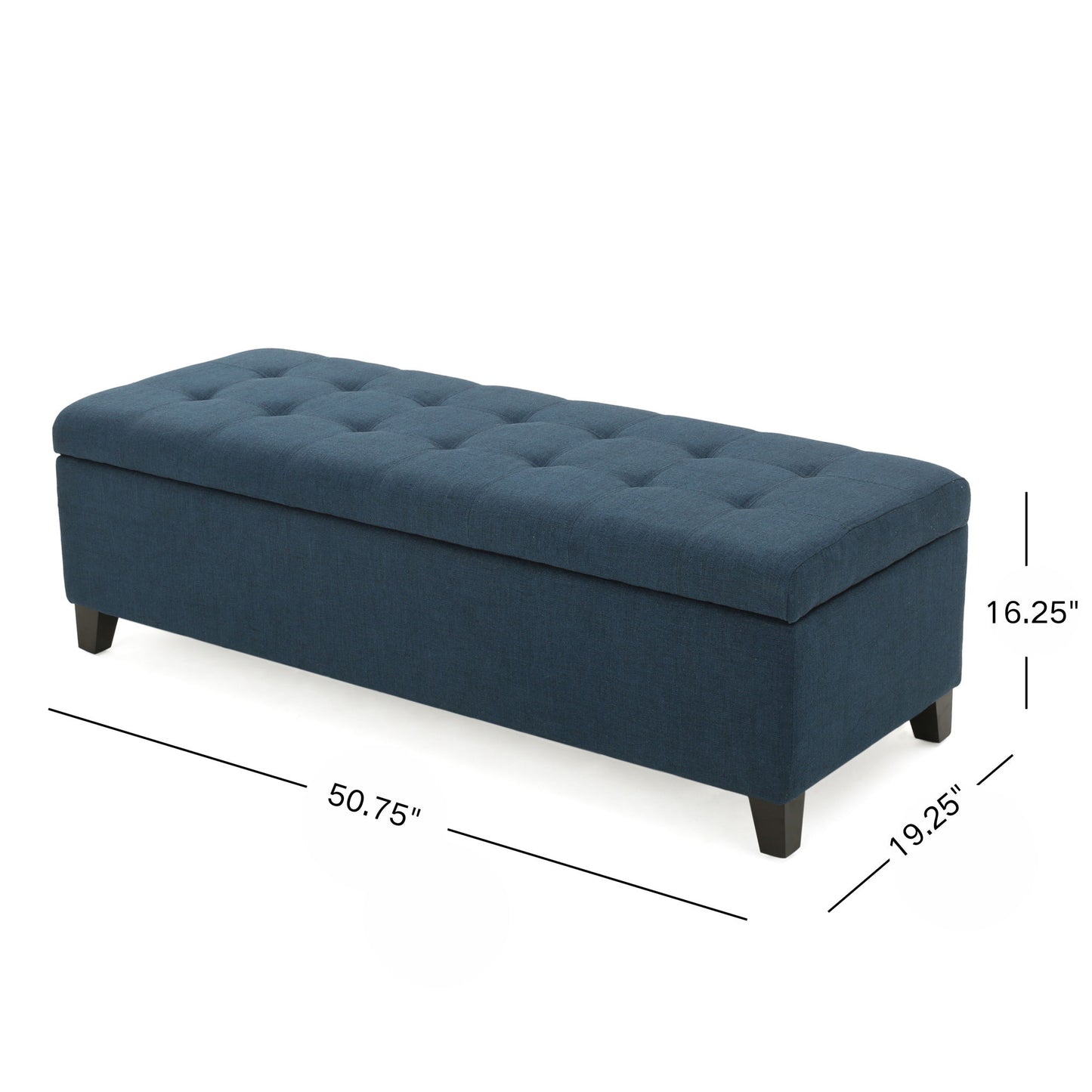 Nebulous - Fabric Upholstered Ottoman With Storage And Diamond Tufted Seat - Navy Blue