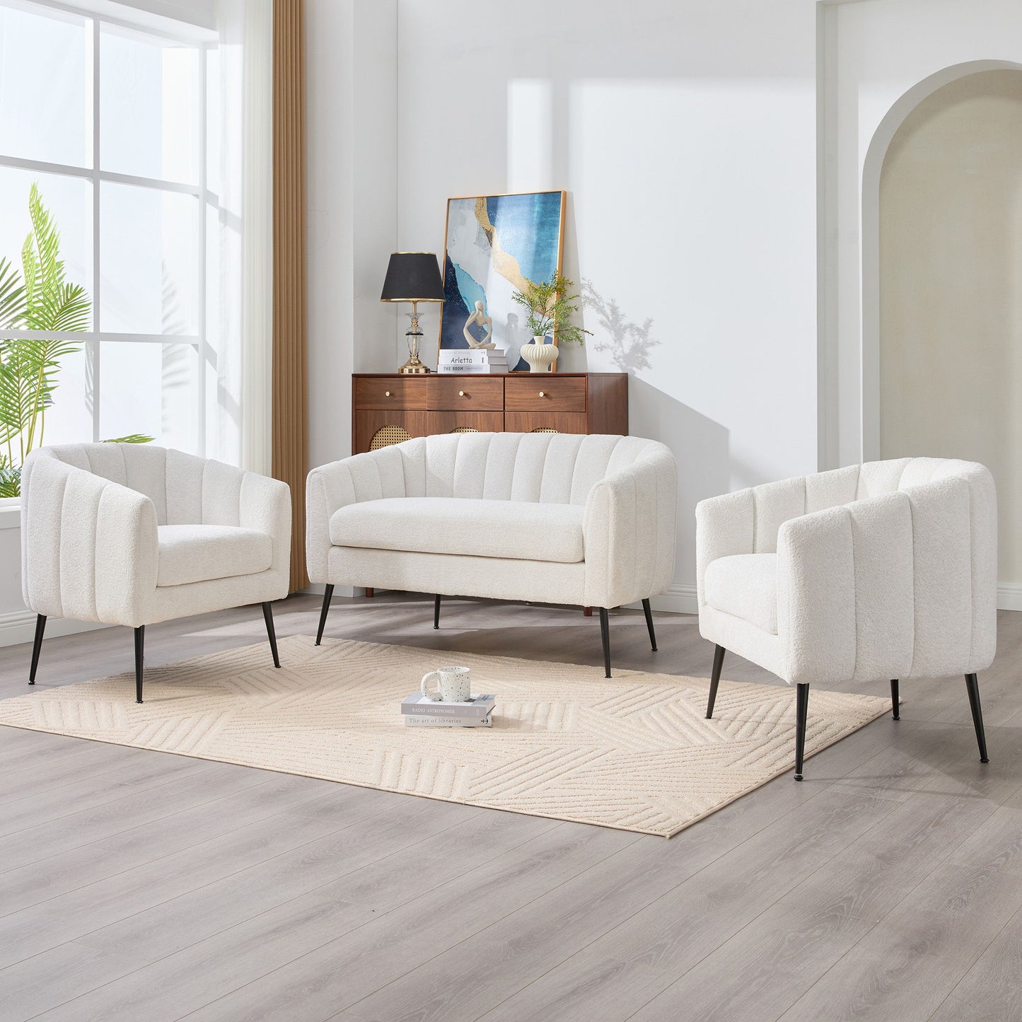 3 Piece Living Room Furniture Set Sofa & Armchairs