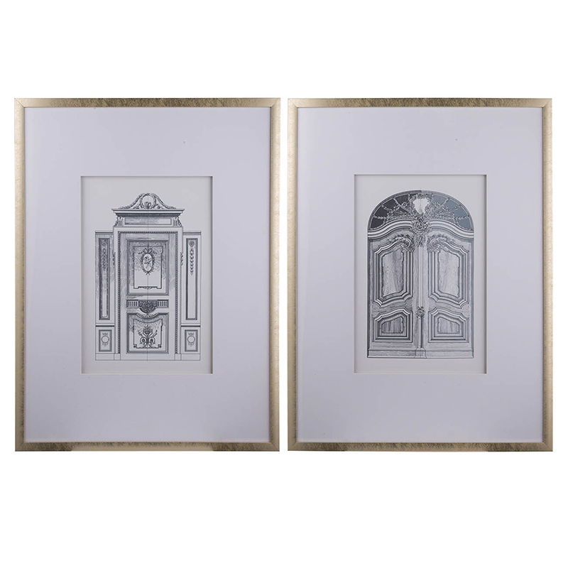 Fake Pencil Architectual Wall Art, Wall Decor Accent (Set of 2) - Silver