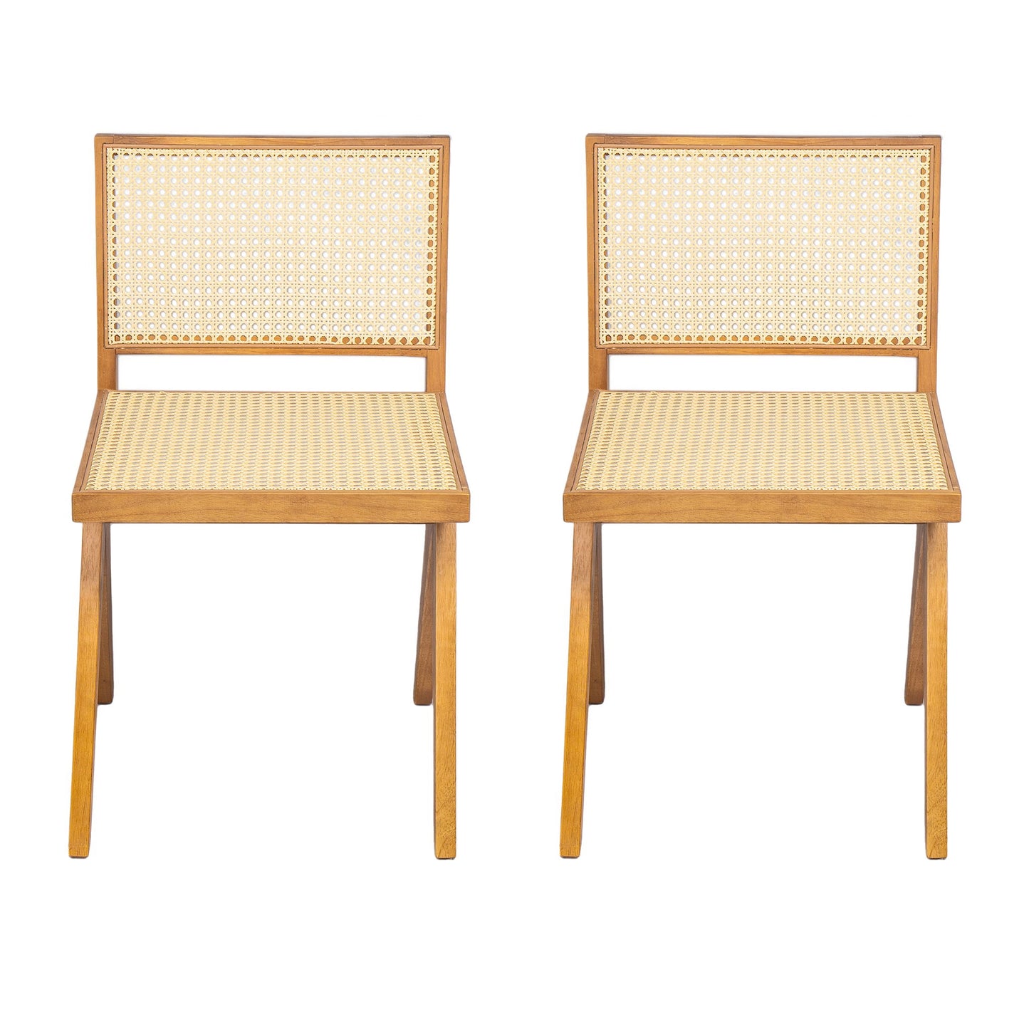 Chandigarh Dining Room Chairs With Natural Rattan (Set of 2)