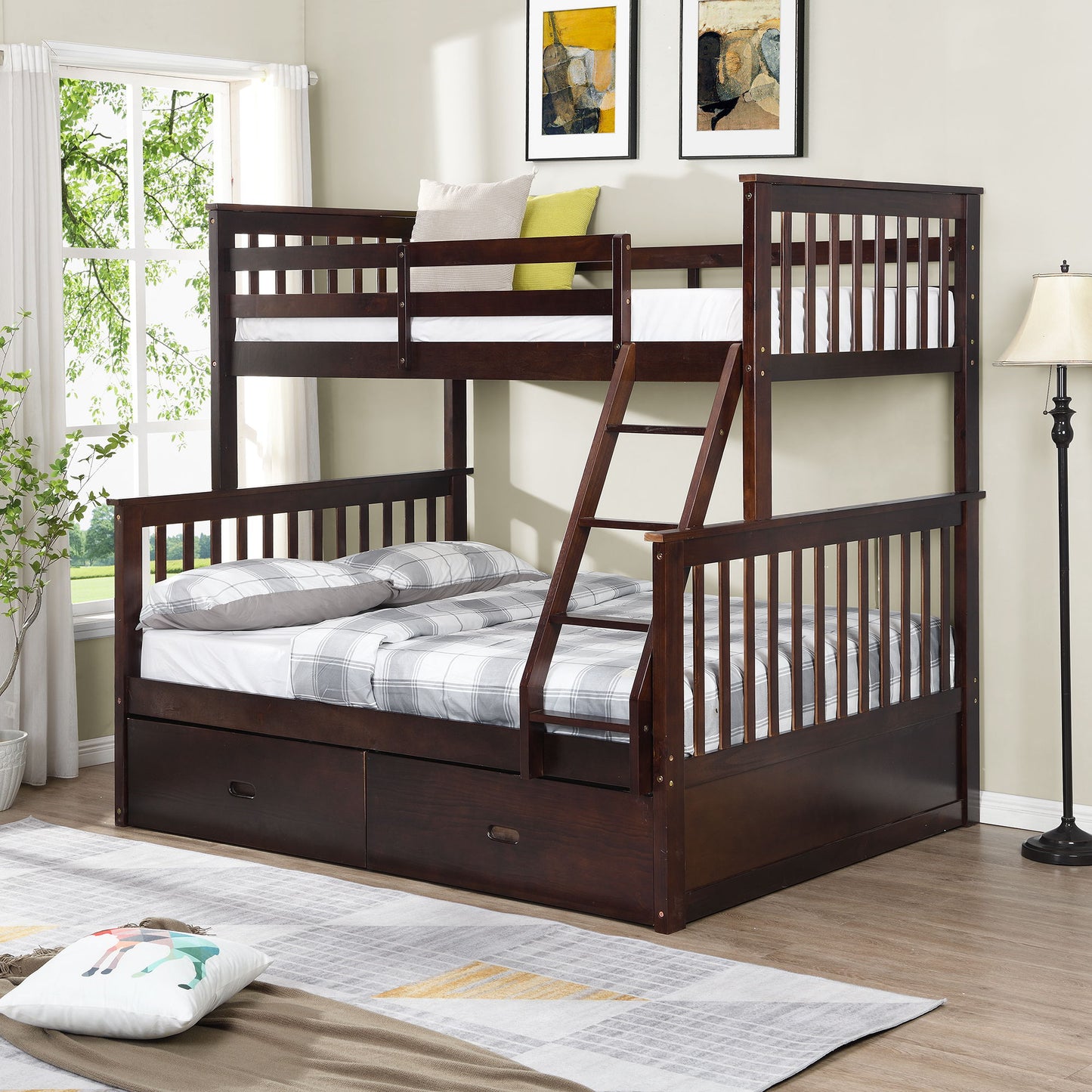Bunk Bed With Ladder, And Safety Guard Rails