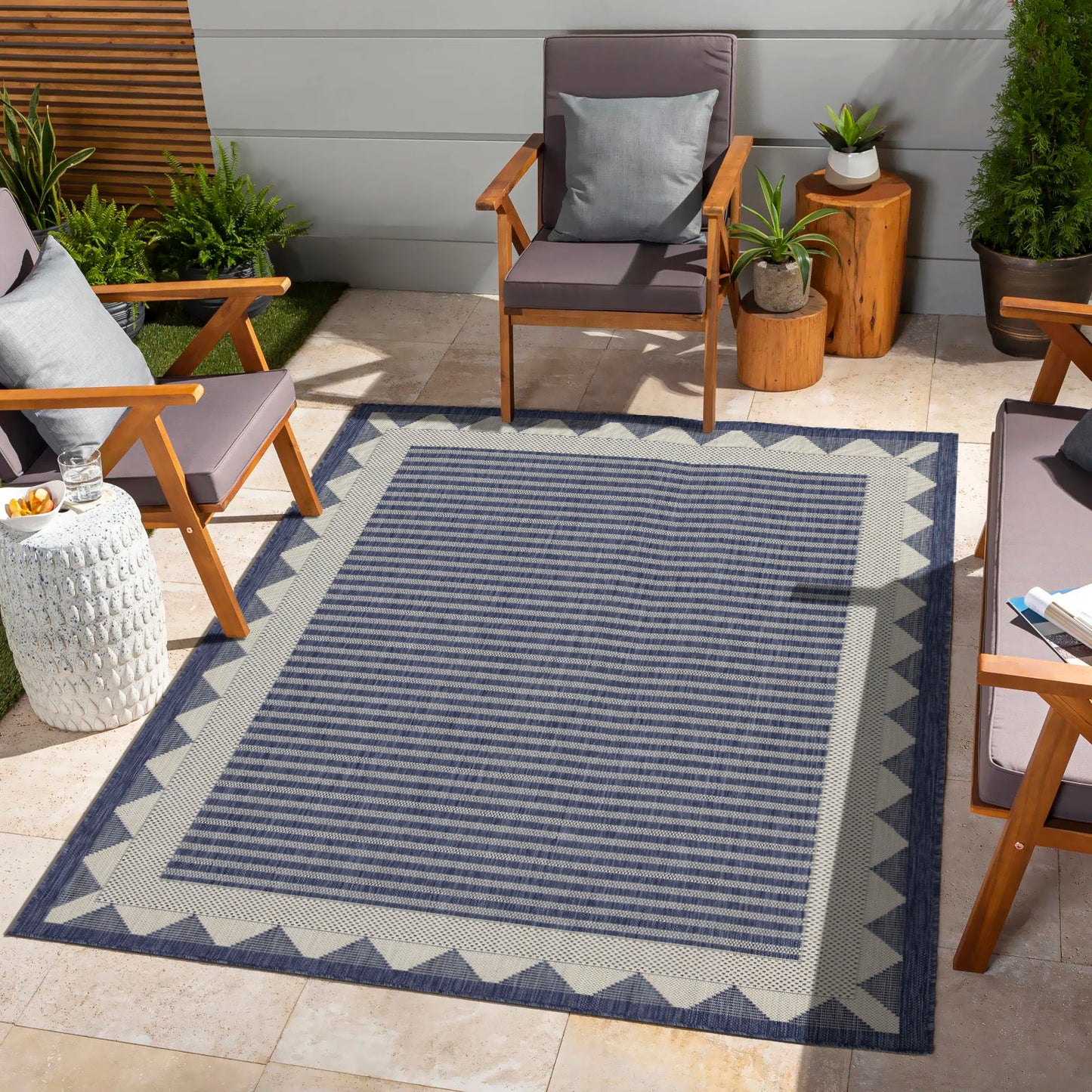 Sunshine - 5'3" X 7'3" Indoor, Outdoor Area Rug - Blue