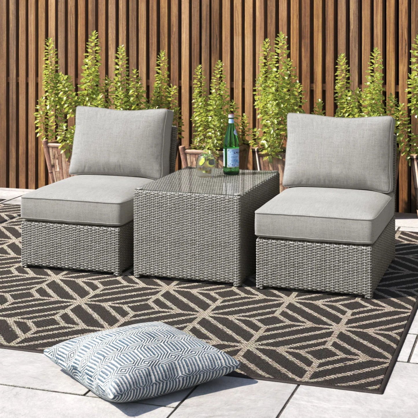 Modern Wicker Outdoor Seating Set With Cushions