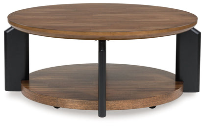Kraeburn - Round Cocktail Table - Brown / Black