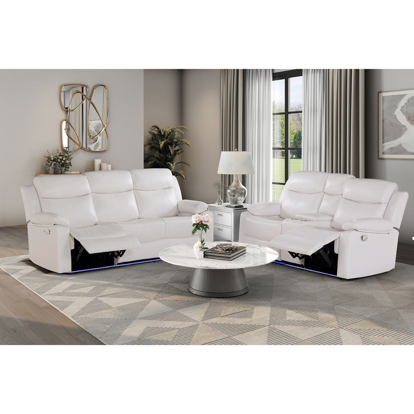 Blanche - Console Reclining Loveseat With LED Lights