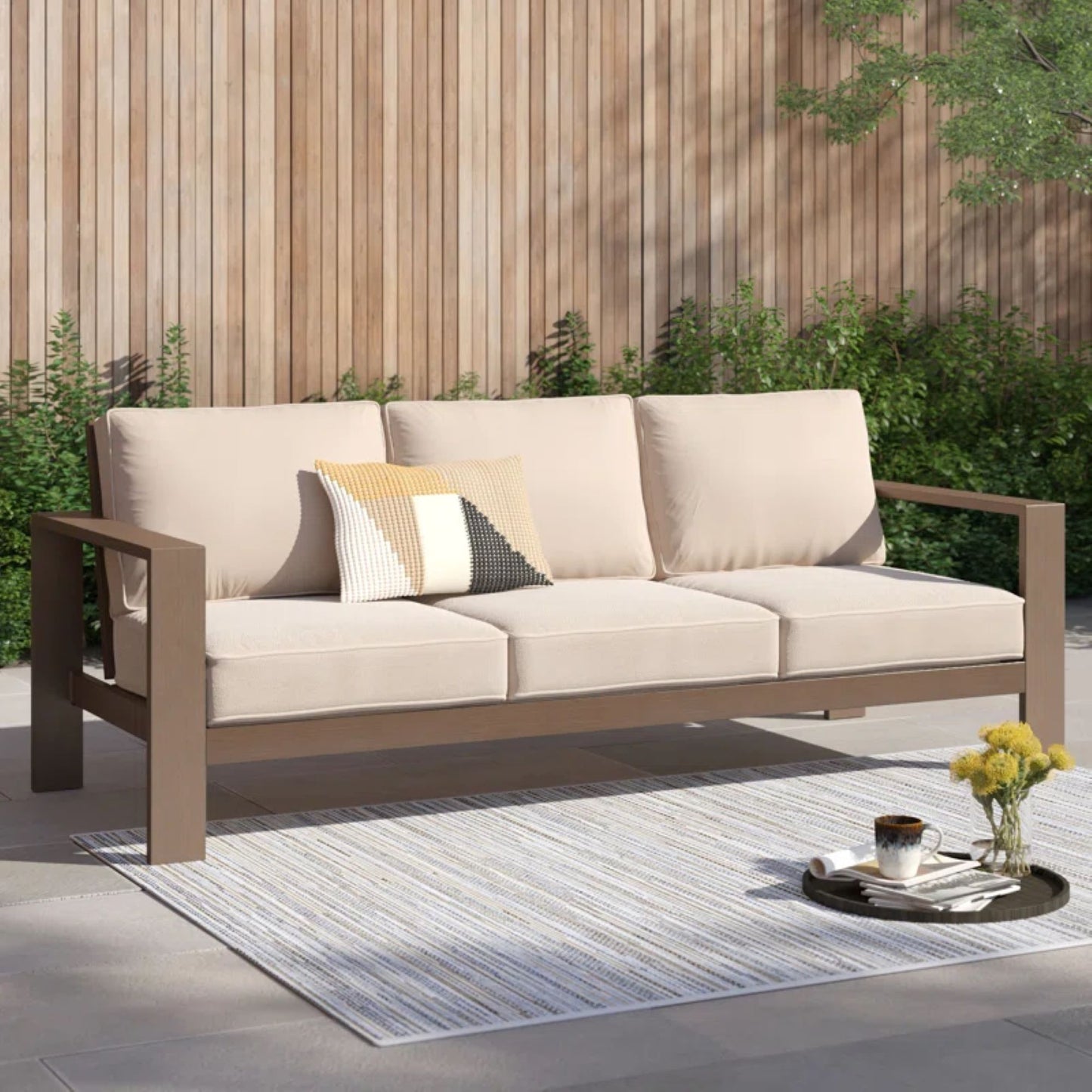 Sofa, Wood Grained - Light Brown