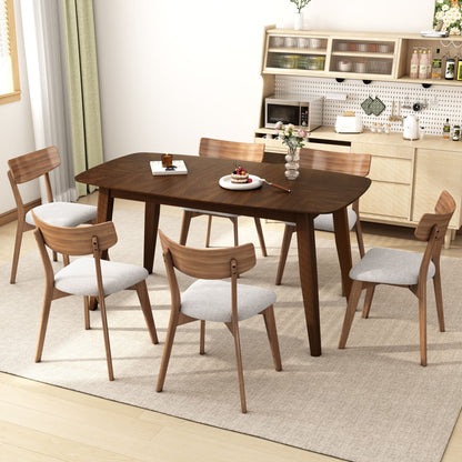 7 Piece Mid - Century Dining Set With Upholstered Dining Chairs, Dining Table