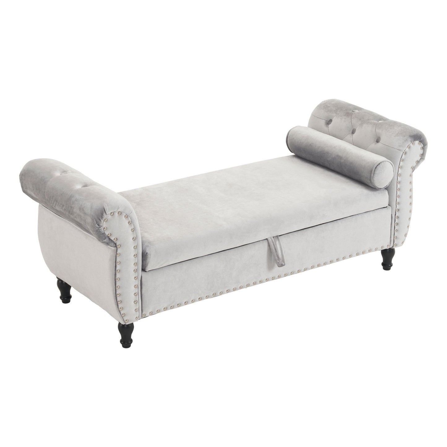 Luxurious Velvet Multifunctional Storage Ottoman Bench With Pillow