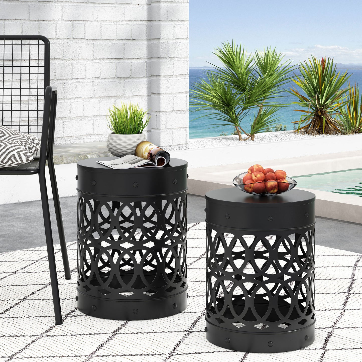 Delight - Powder Coated Iron End Table (Set of 2)