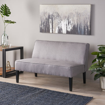 Contemporary Loveseat With Upholstered Fabric And Birch Wood Legs