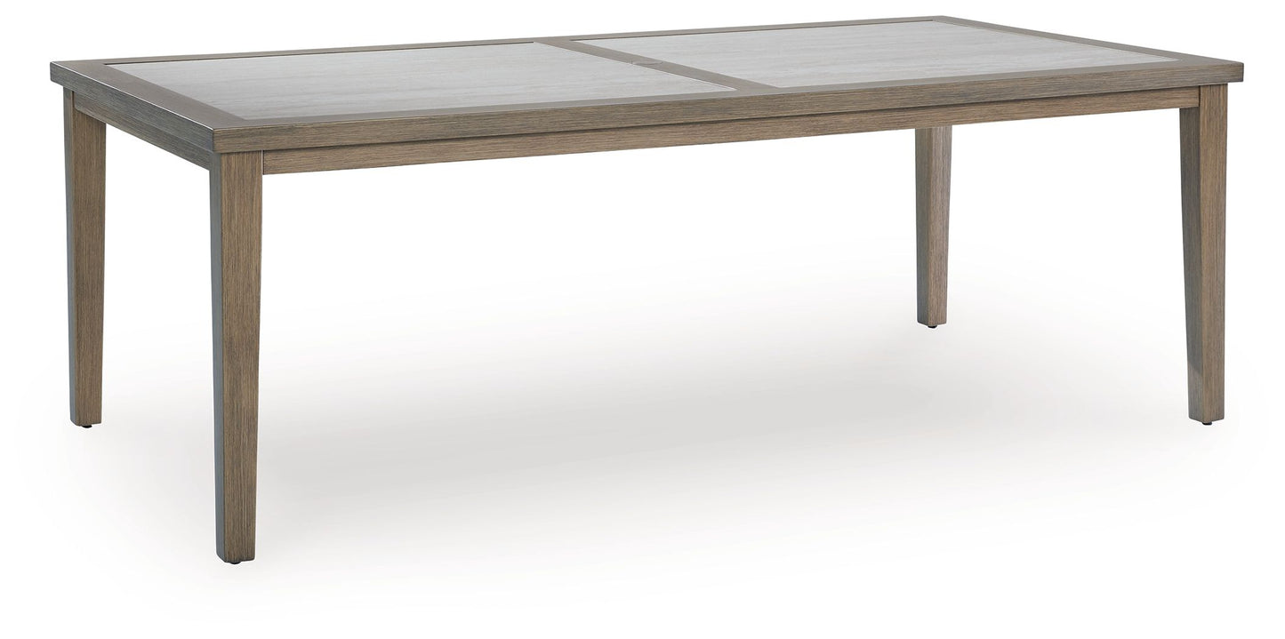 Rainier Ranch - Rectangle Dining Table With Umbrella Option - Brown / Beige