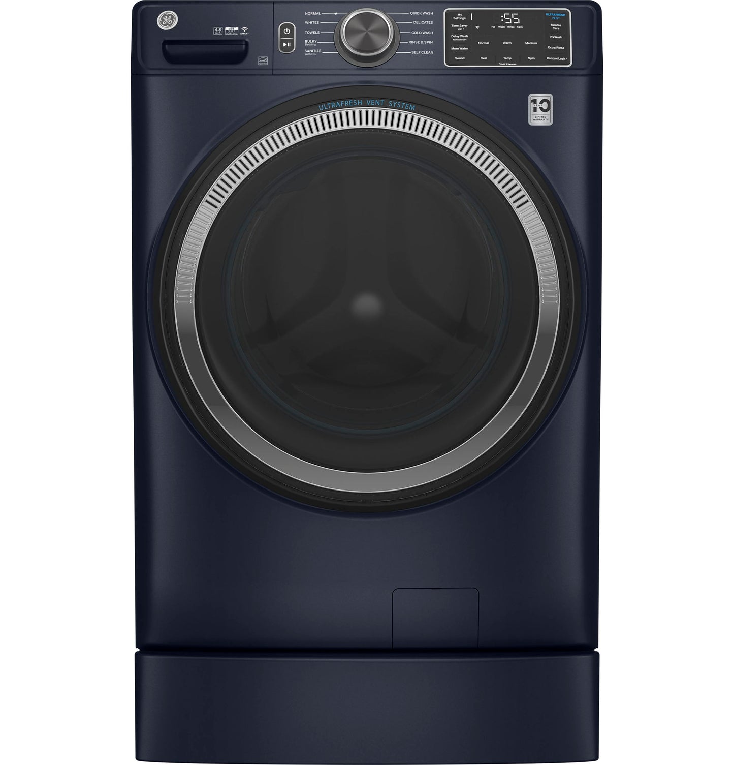 GE 4.8 Cubic Foot Front Load Washer - Sapphire Blue