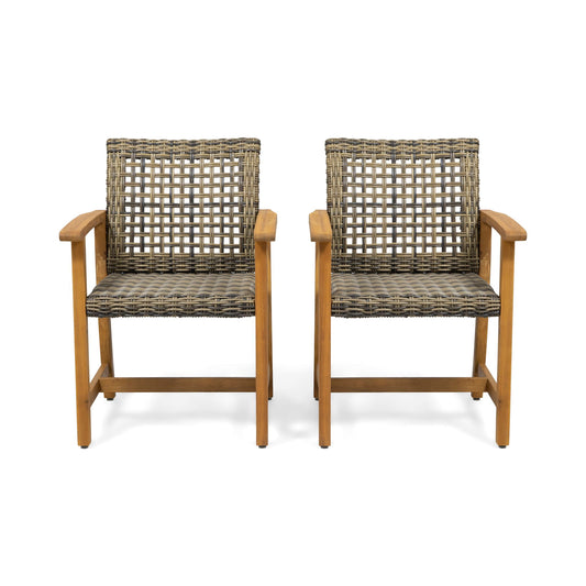 Outdoor Dining Chair Acacia Wood Frame (Set of 2)