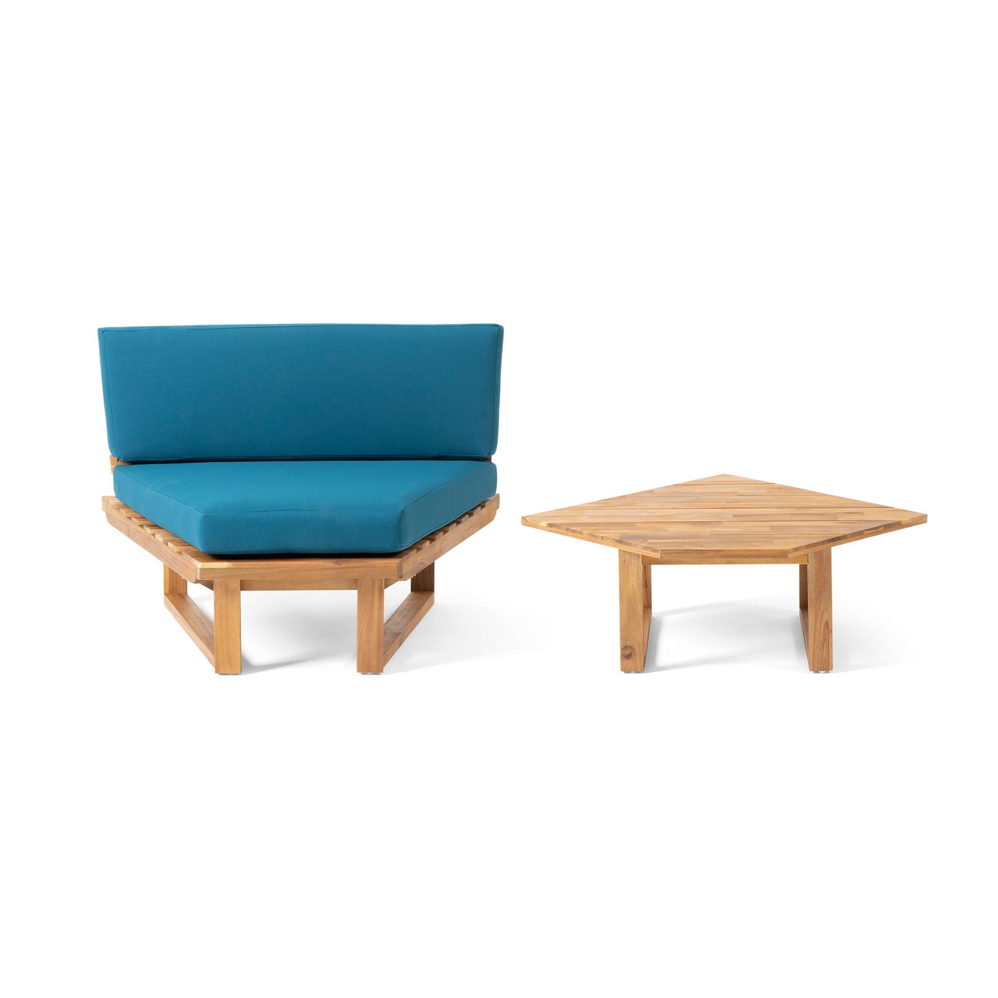 Mirabelle - Corner Chair, Coffee Table - Teal