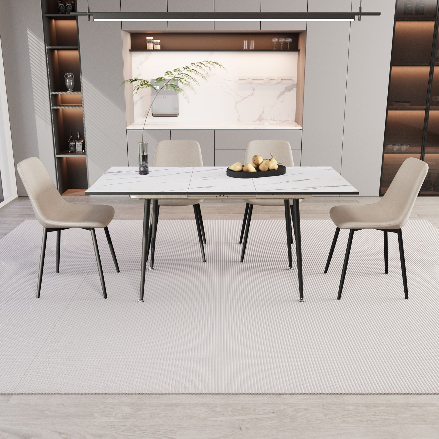 Modern Extendable Dining Table And Chair Set