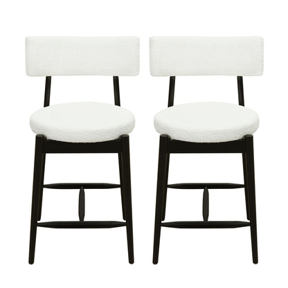 Mid Century Modern Counter Stools, Fabric Upholstered Chairs