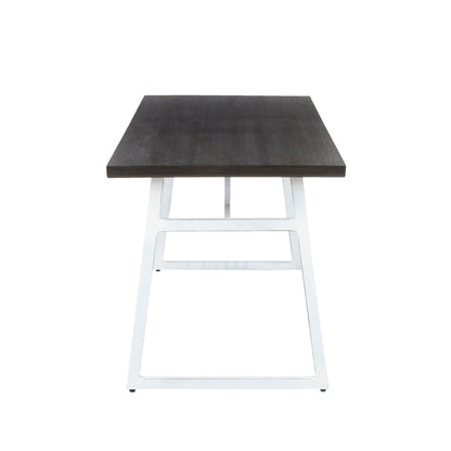 Geo - Industrial Dining Table - Vintage White / Espresso