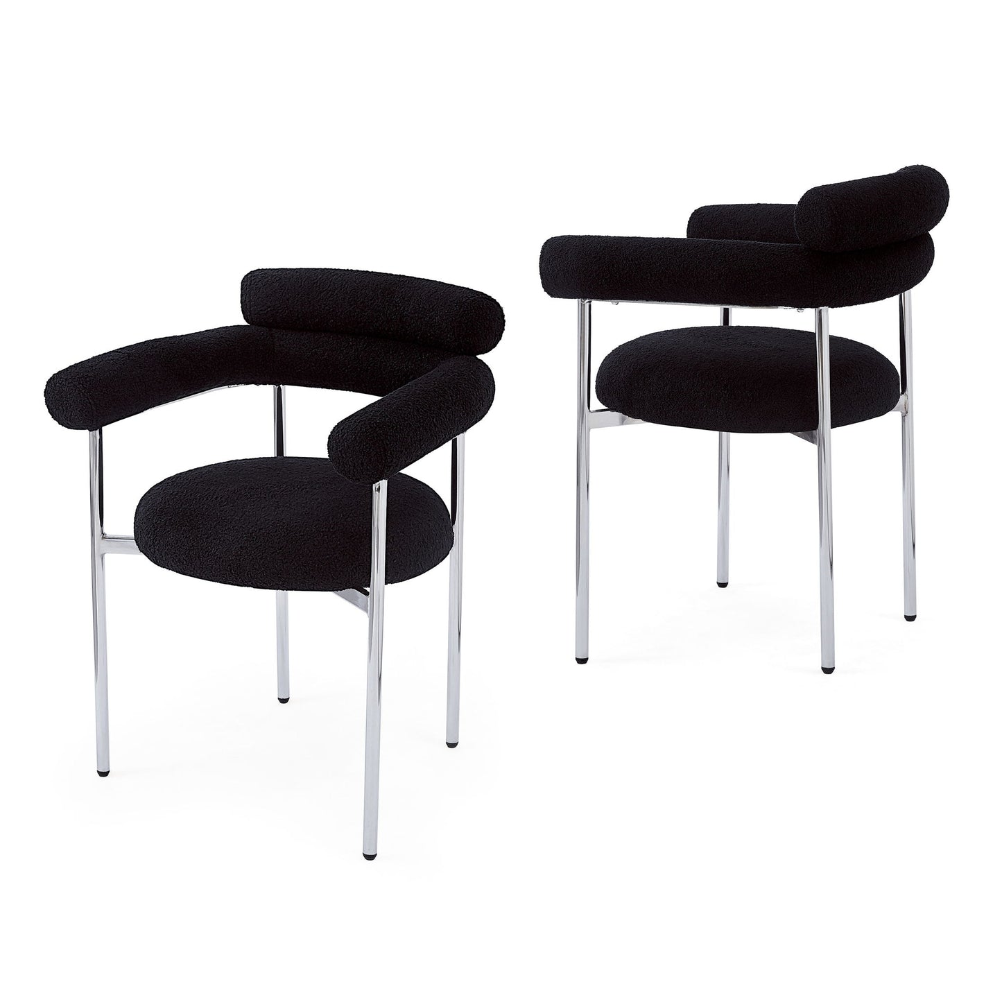 Contemporary Upholstered Armchair Dining Chairs With Metal Legs (Set of 2)
