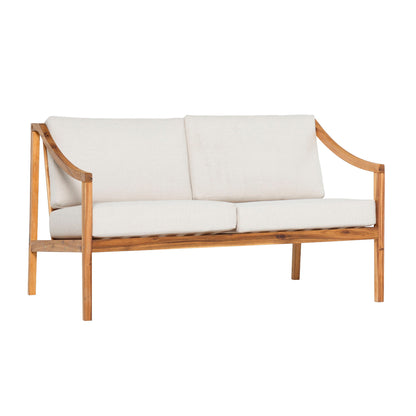 Modern Curved Arm Upholstered Outdoor Loveseat