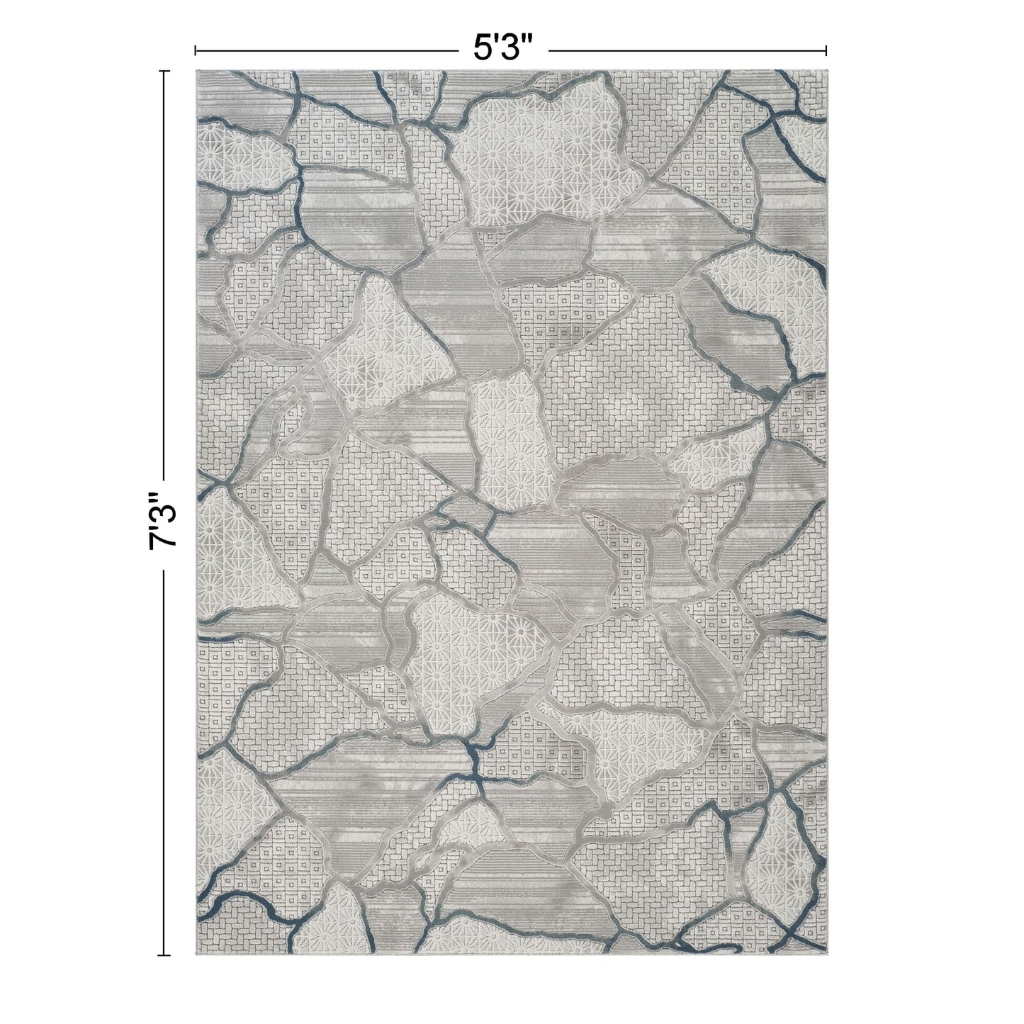 Geometrix - 5'3" X 7'3" Area Rug, Geometric 3D Effect - Gray / Ivory