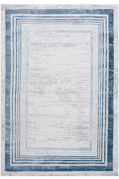 Marfi - 6' X 9' Bordered Area Rug - Blue / Ivory