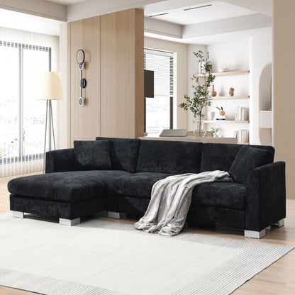 Modern Cloud Sectional Sofa L Shaped Luxury Couch Set With 2 Free Pillows 4 Seat With Oversized Chaise