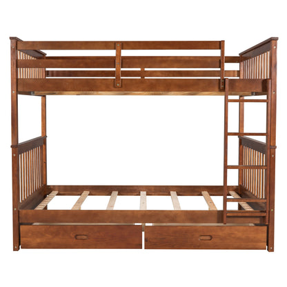Bunk Bed With Ladders And 2 Storage Drawers