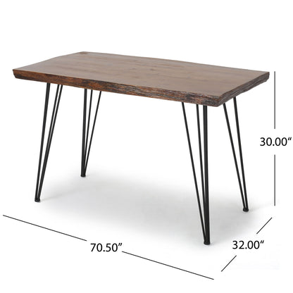 Modern Industrial Faux Live Edge Dining Table With Hairpin Legs - Natural