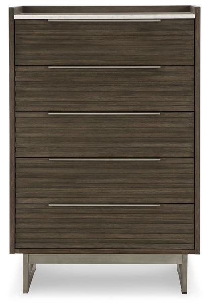 Arkenton - Five Drawer Chest - Grayish Brown / White