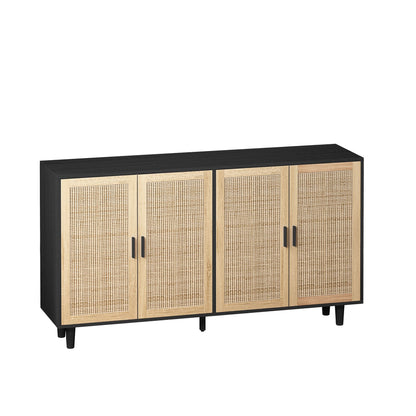 Elegant And Functional 4 Door Rattan Decorative Storage Cabinet