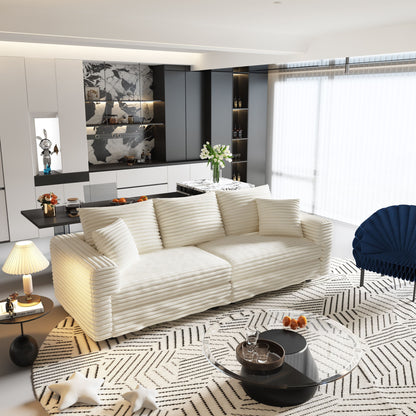 Plush Corduroy 4 Seat Sofa, Modern Comfy Upholstered Sofa Cloud Couch, Deep Seat Couches With Soft Pillows