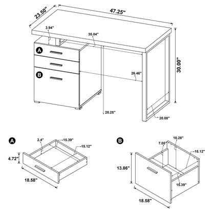 Modern Reversible 3 Drawer Office Computer Desk