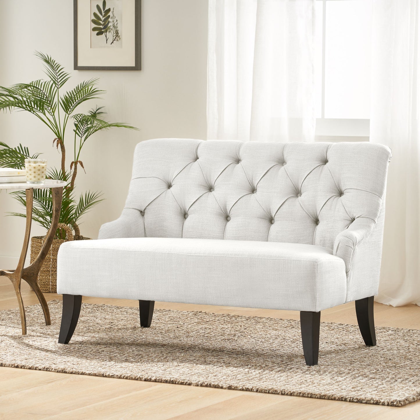Nicole - French Style Upholstered Loveseat With Tufted Backrest
