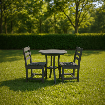 3 Piece Outdoor Dining Set, Round Patio Table With 2 Armless Chairs