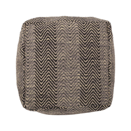 Barracuda - Handcrafted Cotton Pouf With Chevron Pattern - Brown / Beige