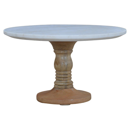 Cake Stand With Marble Top - Light Brown